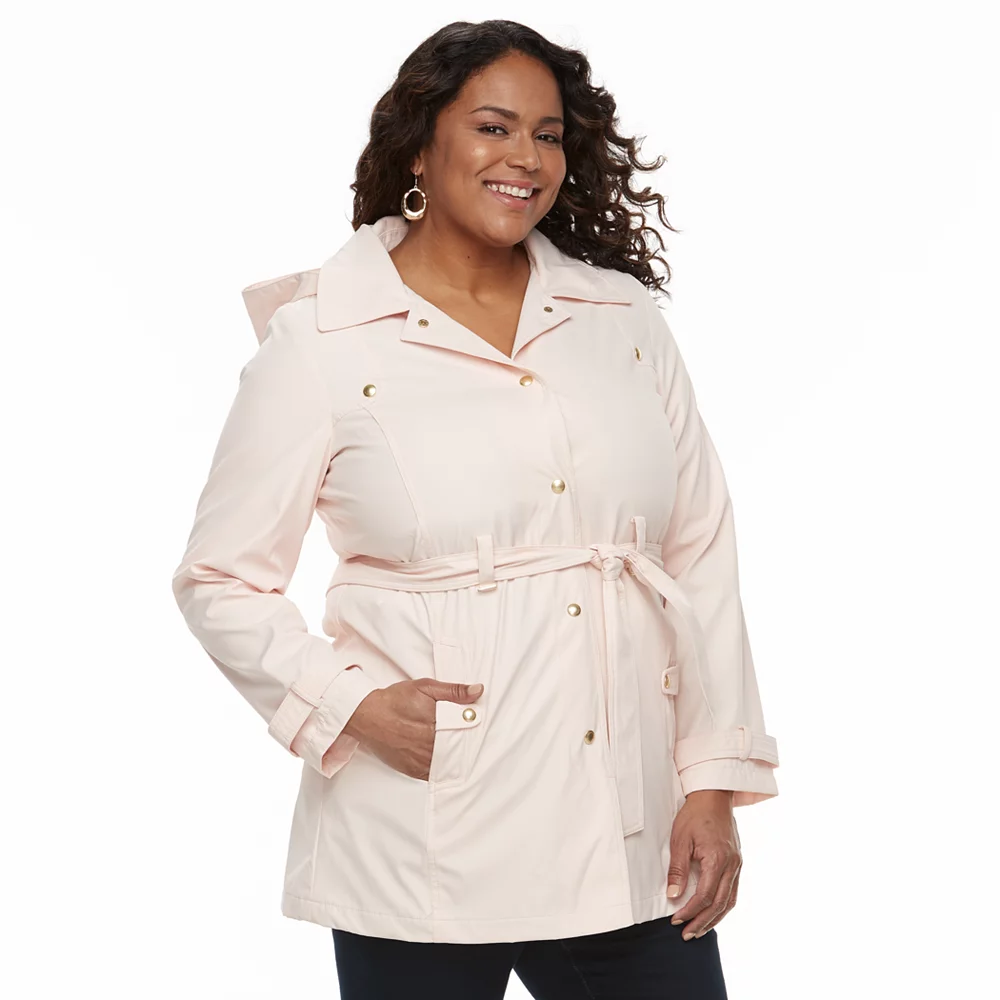 Plus Size Weathercast Hooded Bonded Trench Coat 1 Plus Size Weathercast Hooded Bonded Trench Coat