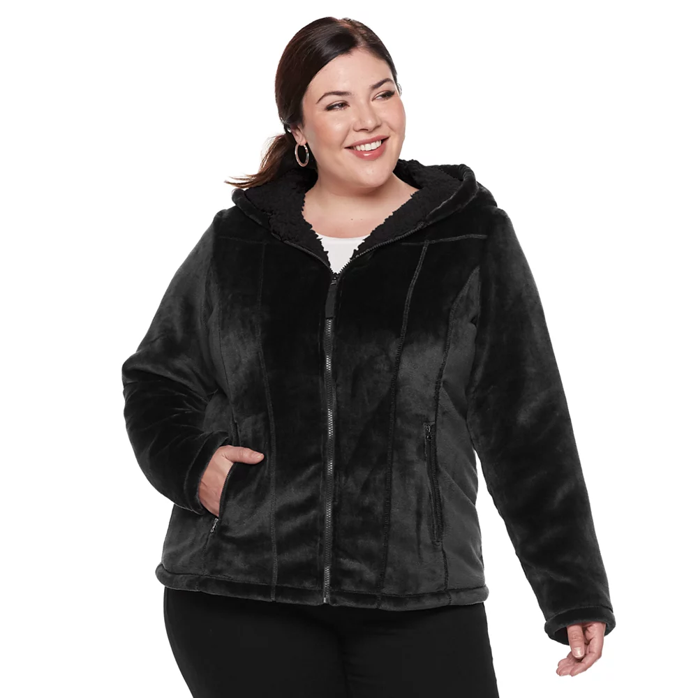 Plus Size Weathercast Hooded Fleece Jacket 1 Plus Size Weathercast Hooded Fleece Jacket