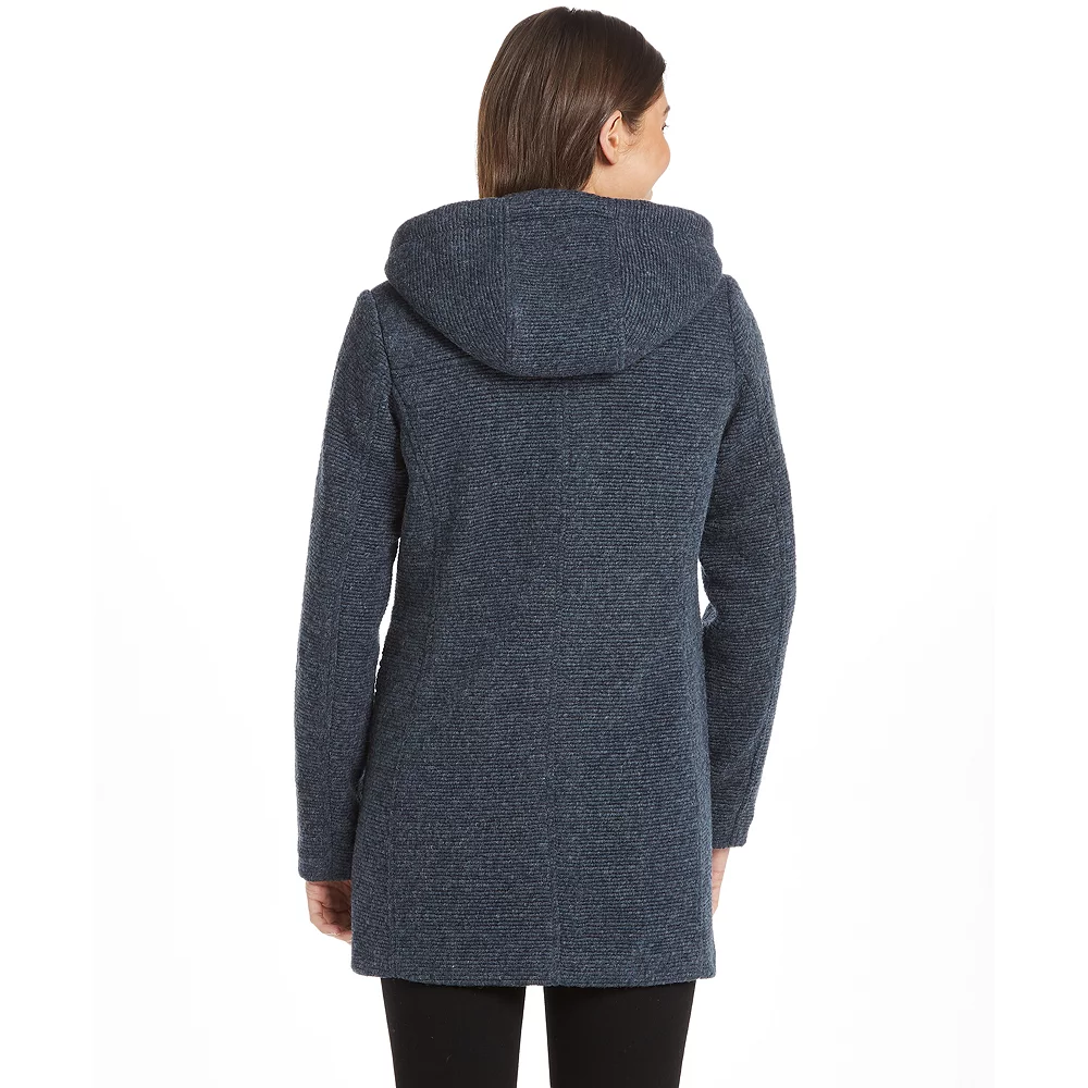 Women's Weathercast Hooded Midweight Zip Front Wool Blend Walker Jacket 2 Women's Weathercast Hooded Midweight Zip Front Wool Blend Walker Jacket - Image 2