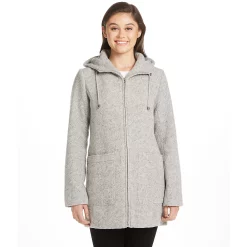 Women's Weathercast Hooded Midweight Zip Front Wool Blend Walker Jacket