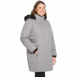 Plus Size Weathercast Hooded Quilted Puffer Jacket