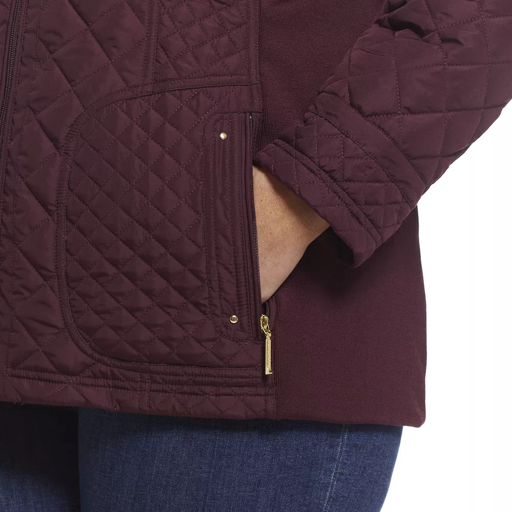 Plus Size Weathercast Quilted Moto Jacket - Image 9