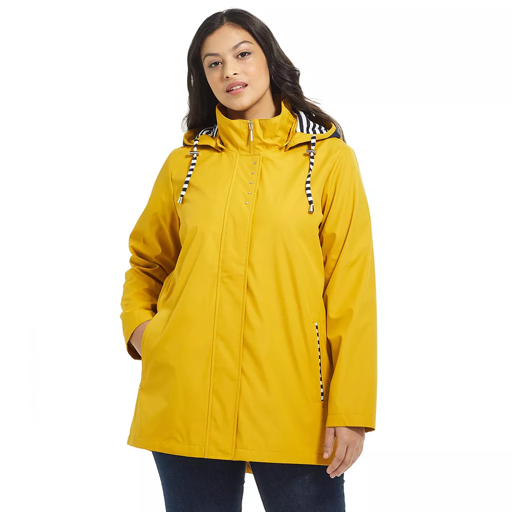 Plus Size Weathercast Bonded Hooded Rain Jacket