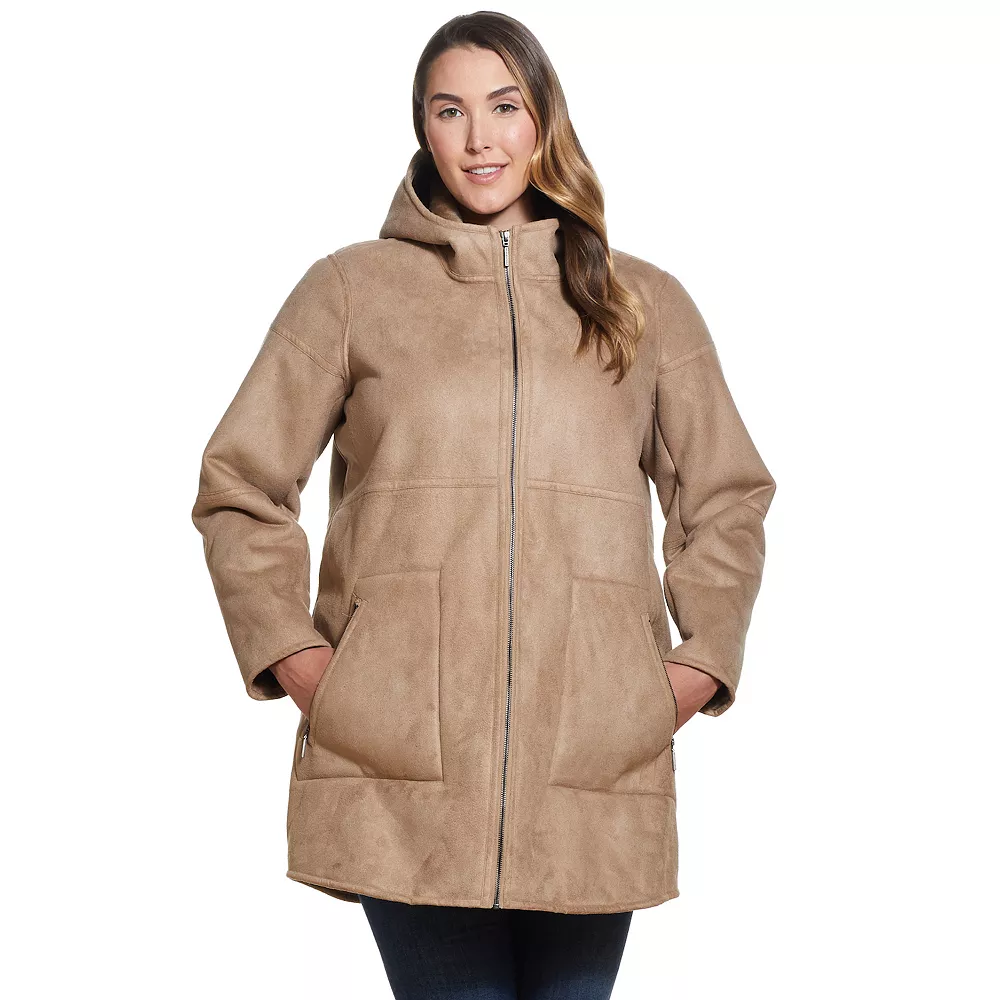 Plus Size Weathercast Hooded Midweight Faux-Shearling Coat 2 Plus Size Weathercast Hooded Midweight Faux-Shearling Coat - Image 2