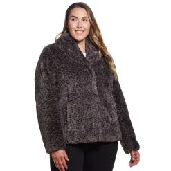 Plus Size Weathercast Midweight Faux-Fur Jacket