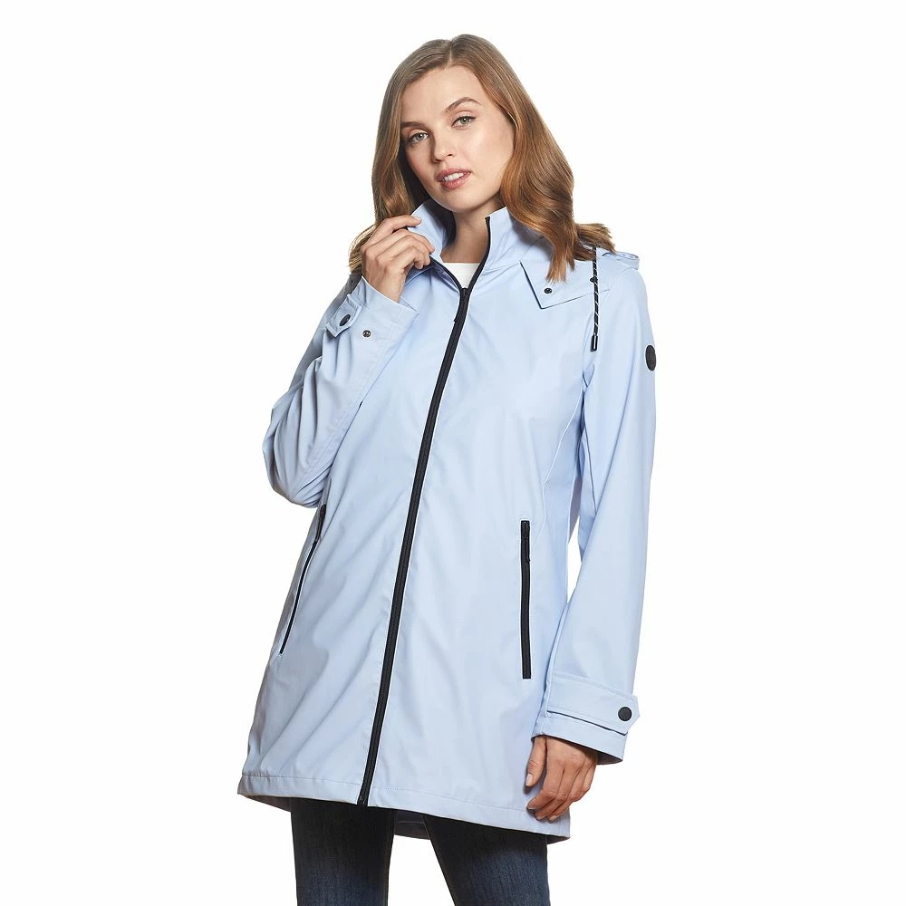 Women's Weathercast Hooded Rain Slicker Coat 1 Women's Weathercast Hooded Rain Slicker Coat