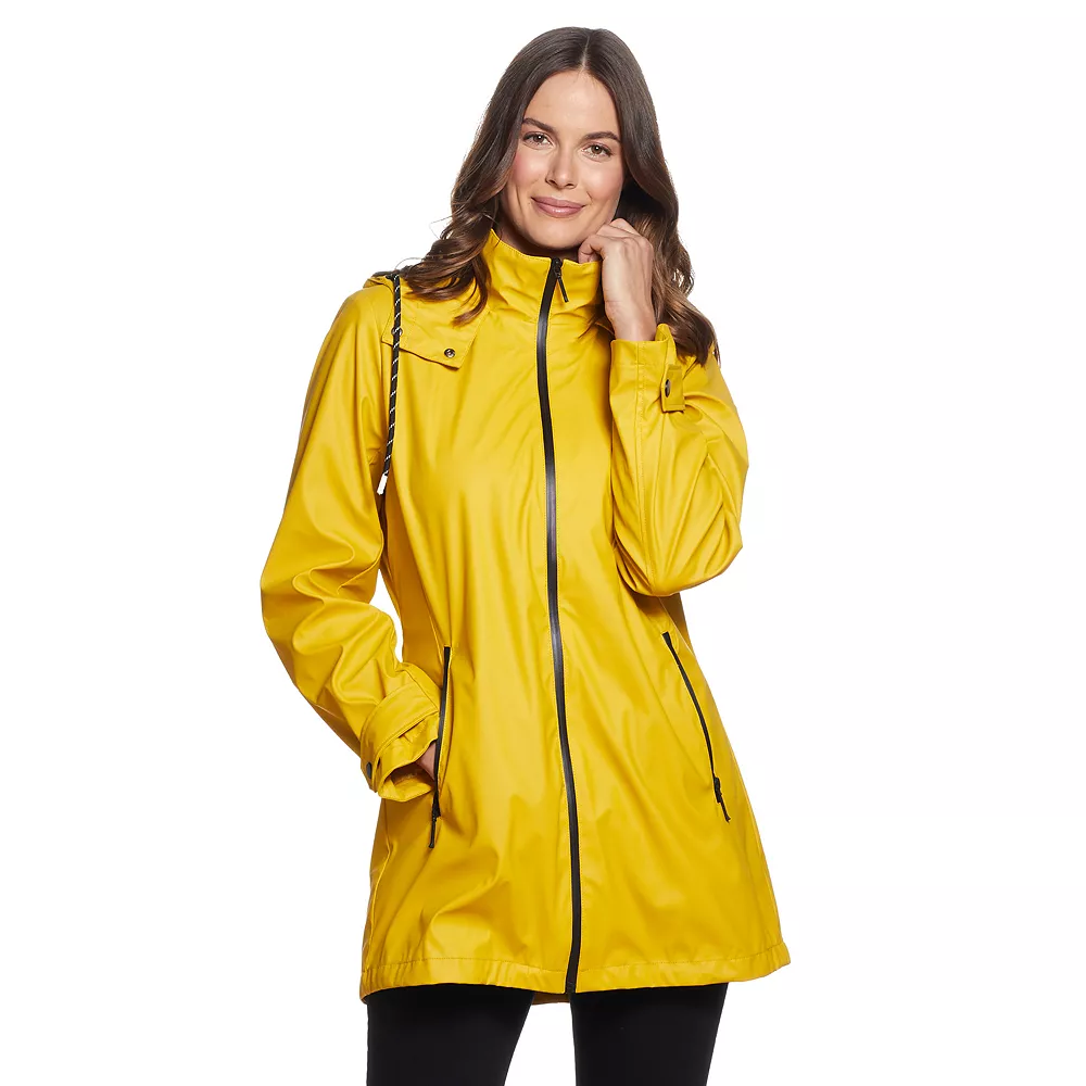 Women's Weathercast Hooded Rain Slicker Coat 2 Women's Weathercast Hooded Rain Slicker Coat - Image 2