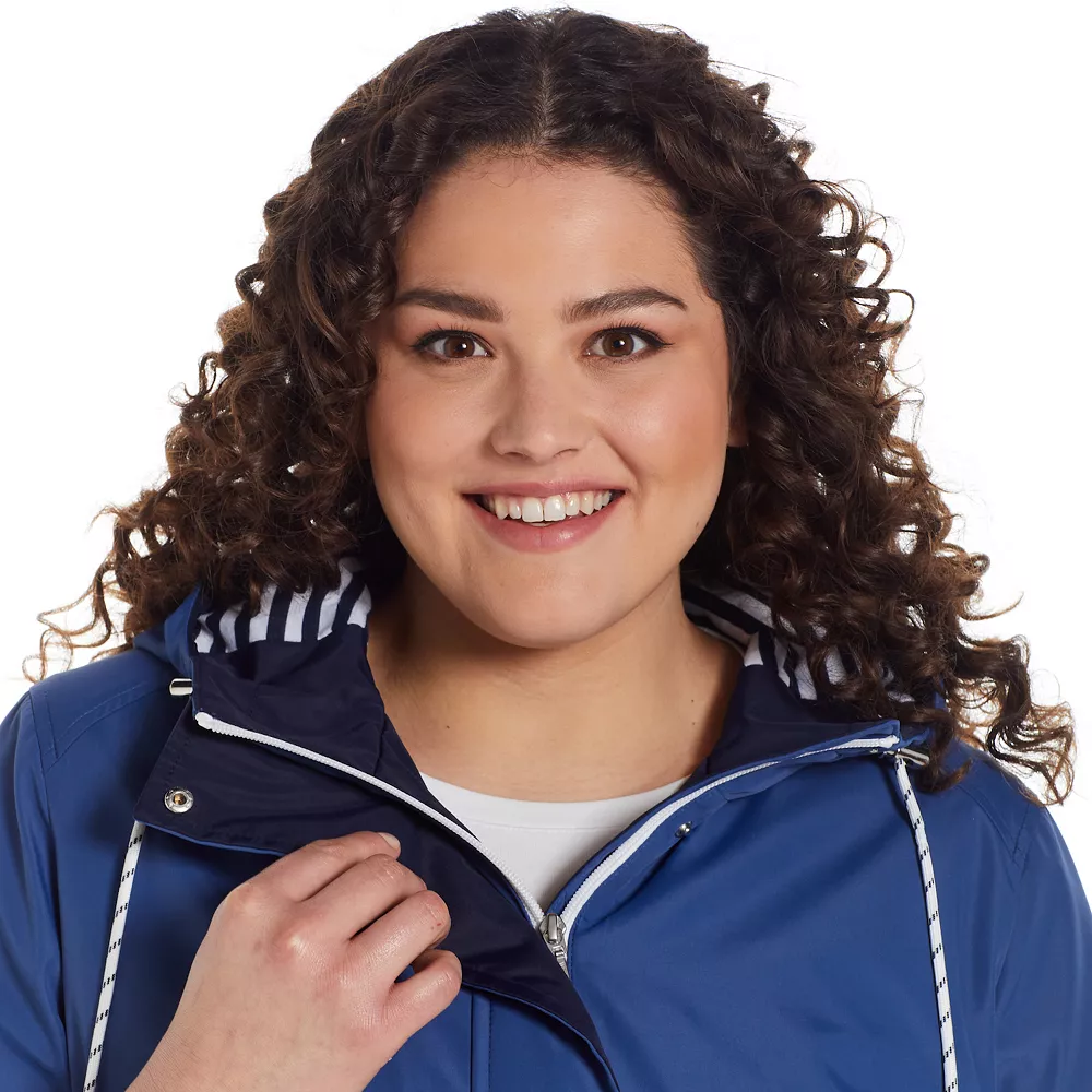 Plus Size Weathercast Hooded Nautical Anorak Jacket - Image 9