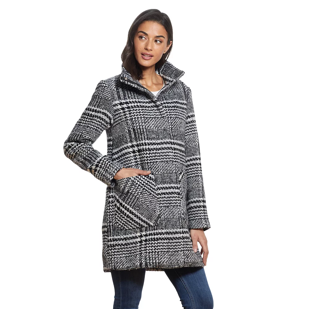 Women's Weathercast Plaid Wool-Blend Topper Coat