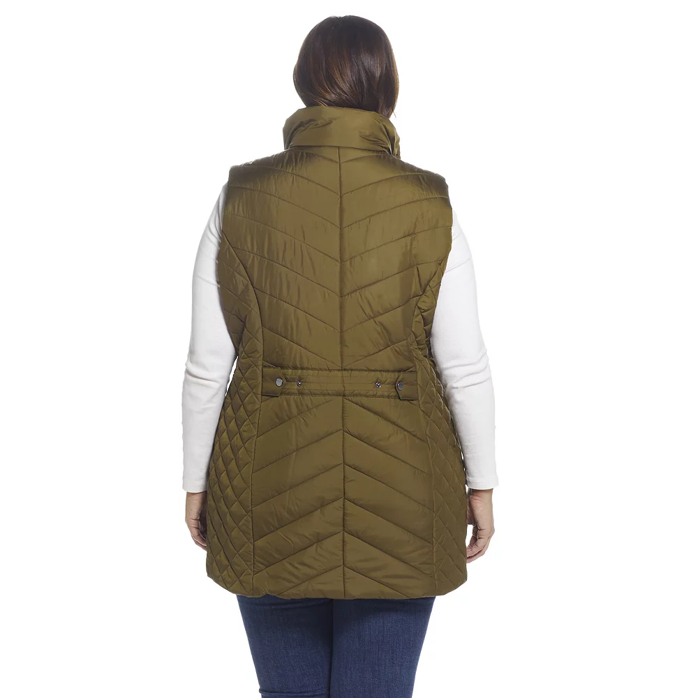 Plus Size Weathercast Quilted Long Puffer Vest - Image 4