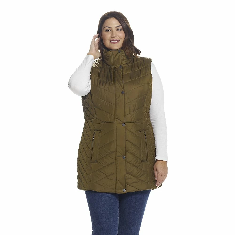 Plus Size Weathercast Quilted Long Puffer Vest - Image 6