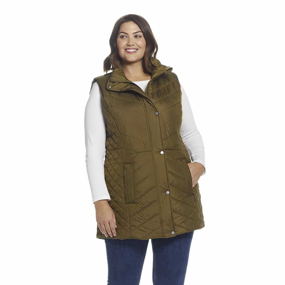Plus Size Weathercast Quilted Long Puffer Vest - Image 3