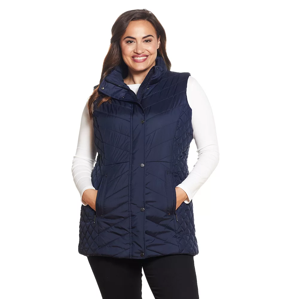 Plus Size Weathercast Quilted Long Puffer Vest - Image 2