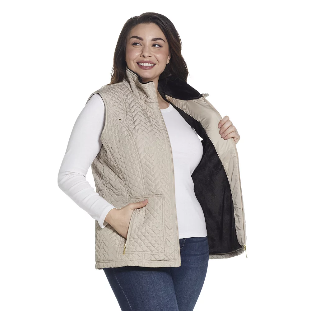 Plus Size Weathercast Faux-Fur Lined Quilted Vest 7 Plus Size Weathercast Faux-Fur Lined Quilted Vest - Image 7