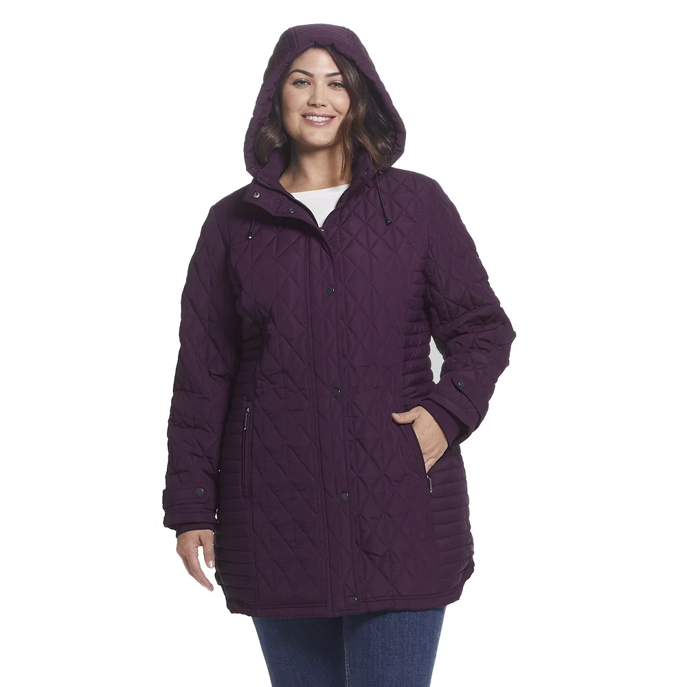Plus Size Weathercast Hooded Quilted Walker Jacket - Image 5