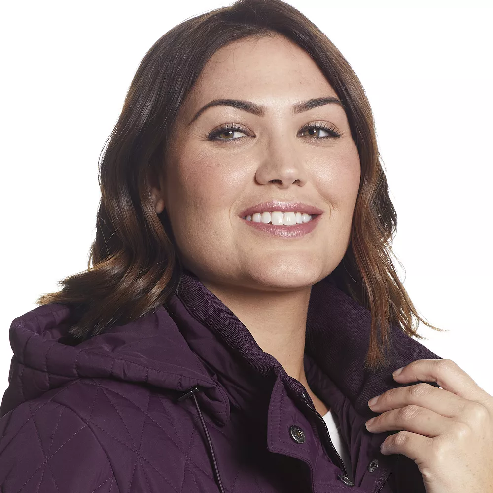 Plus Size Weathercast Hooded Quilted Walker Jacket - Image 6