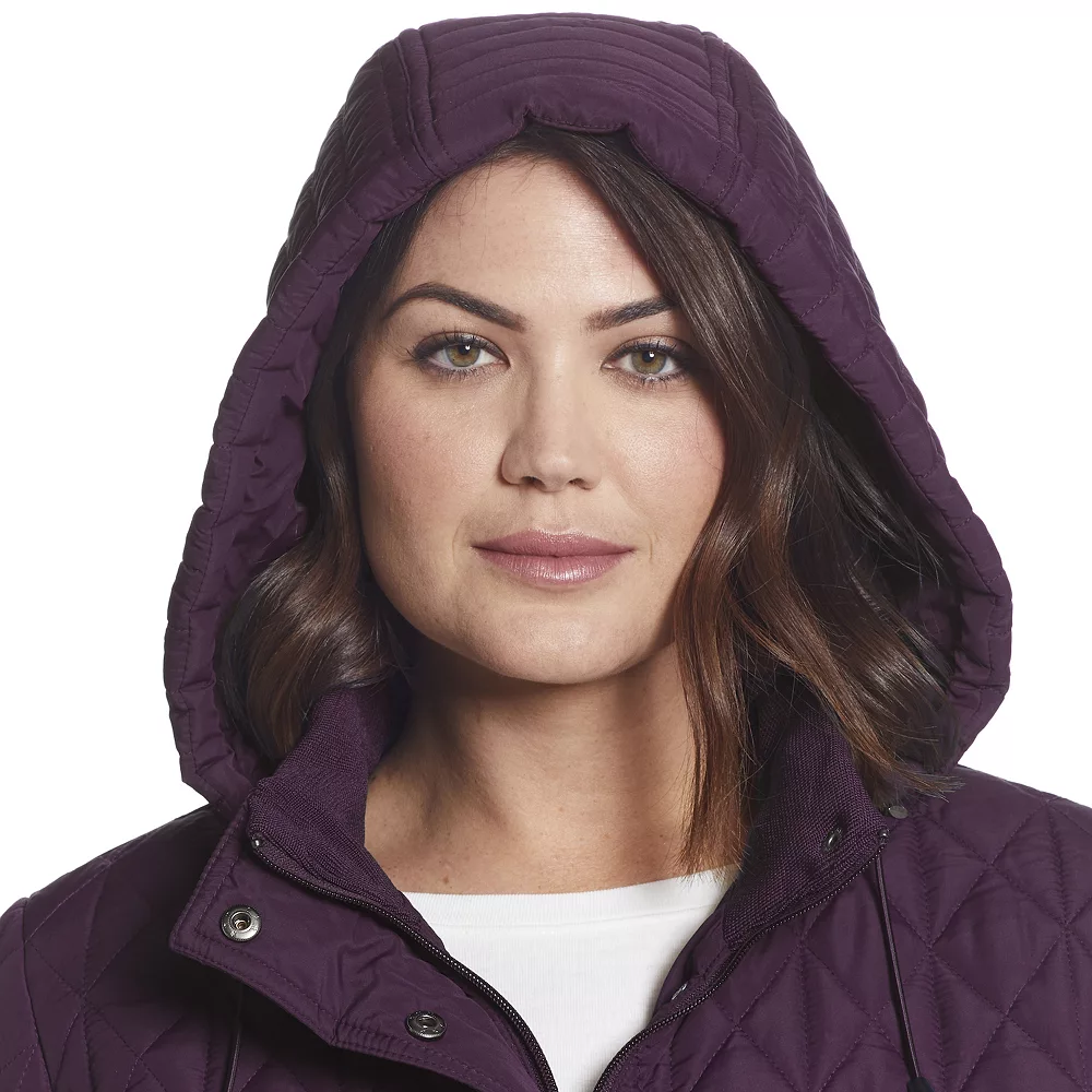 Plus Size Weathercast Hooded Quilted Walker Jacket - Image 7