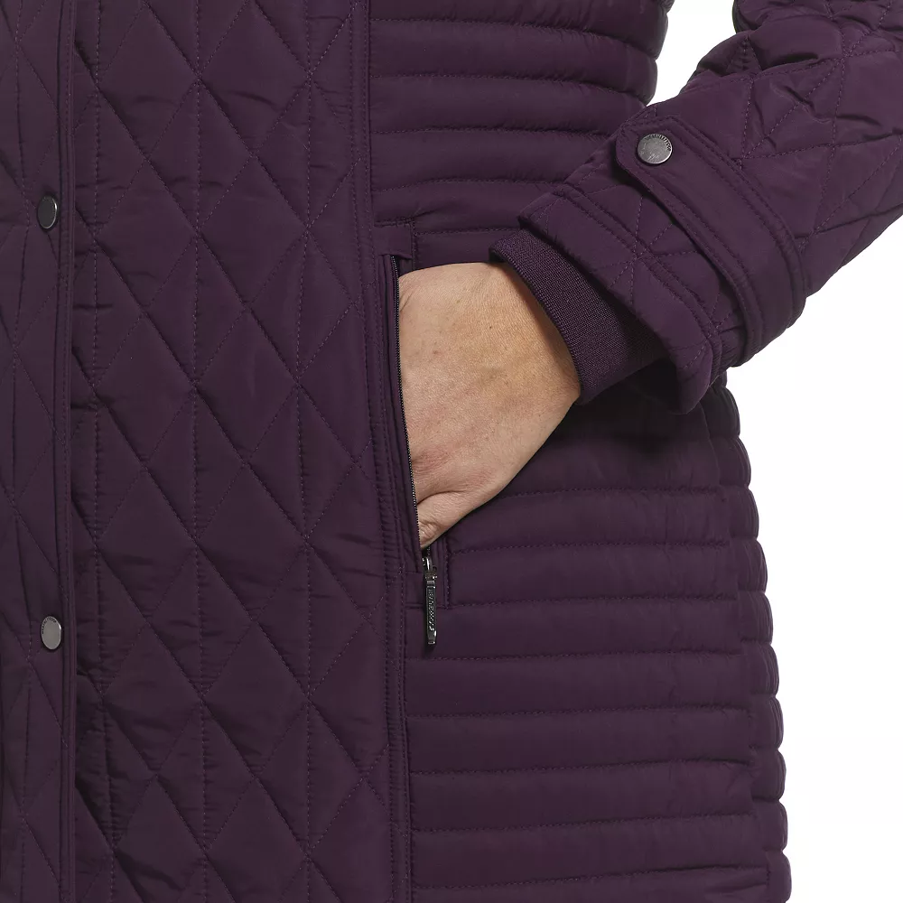 Plus Size Weathercast Hooded Quilted Walker Jacket - Image 8