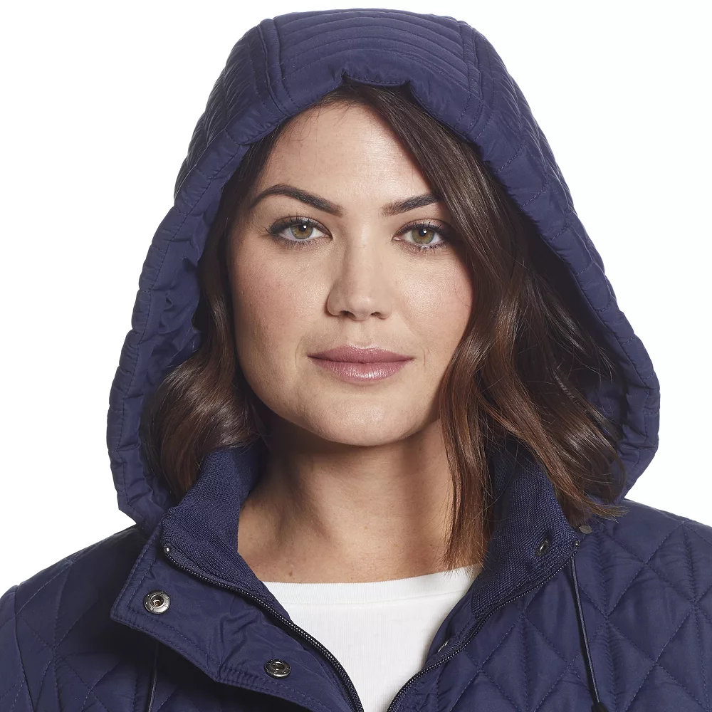 Plus Size Weathercast Hooded Quilted Walker Jacket - Image 9