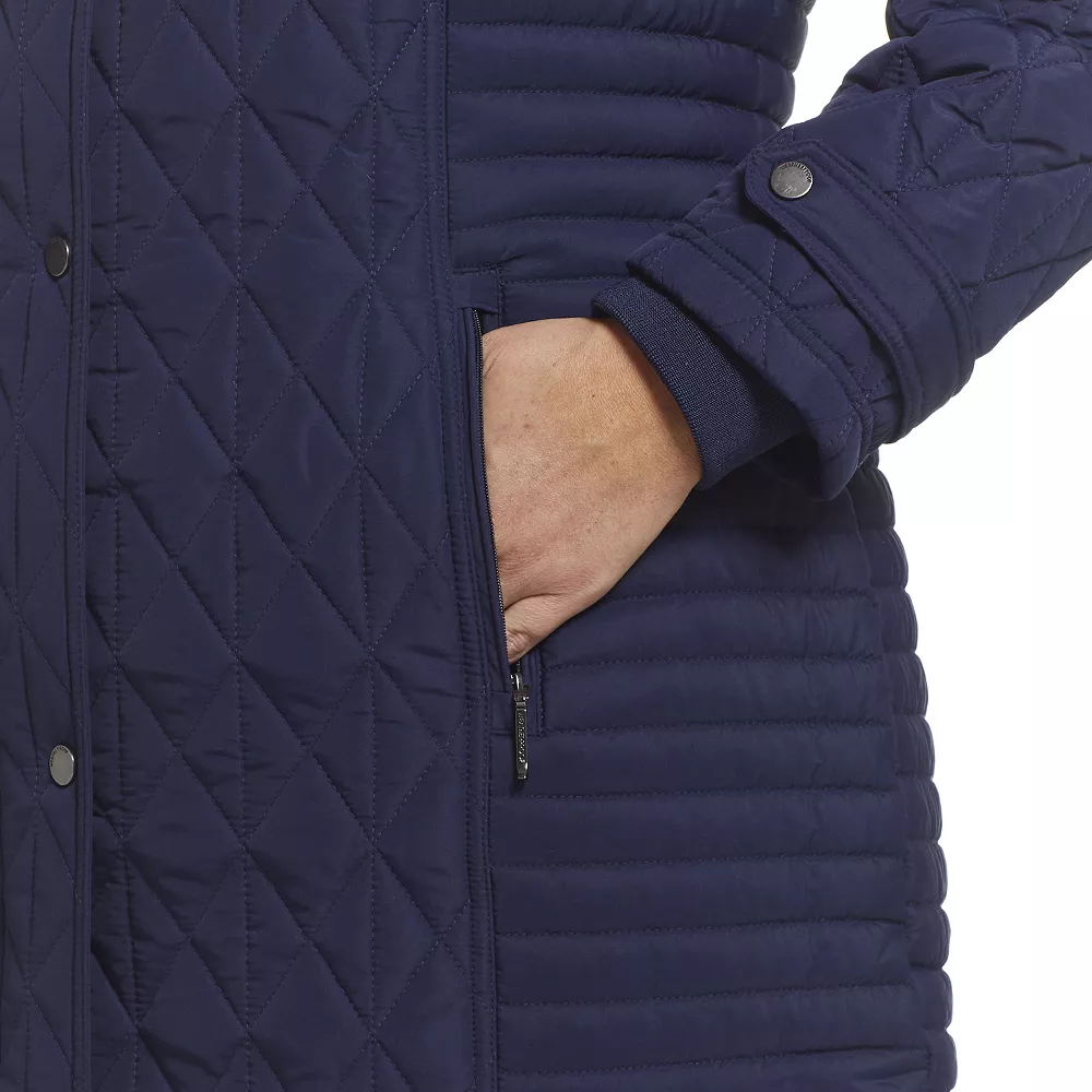 Plus Size Weathercast Hooded Quilted Walker Jacket - Image 10