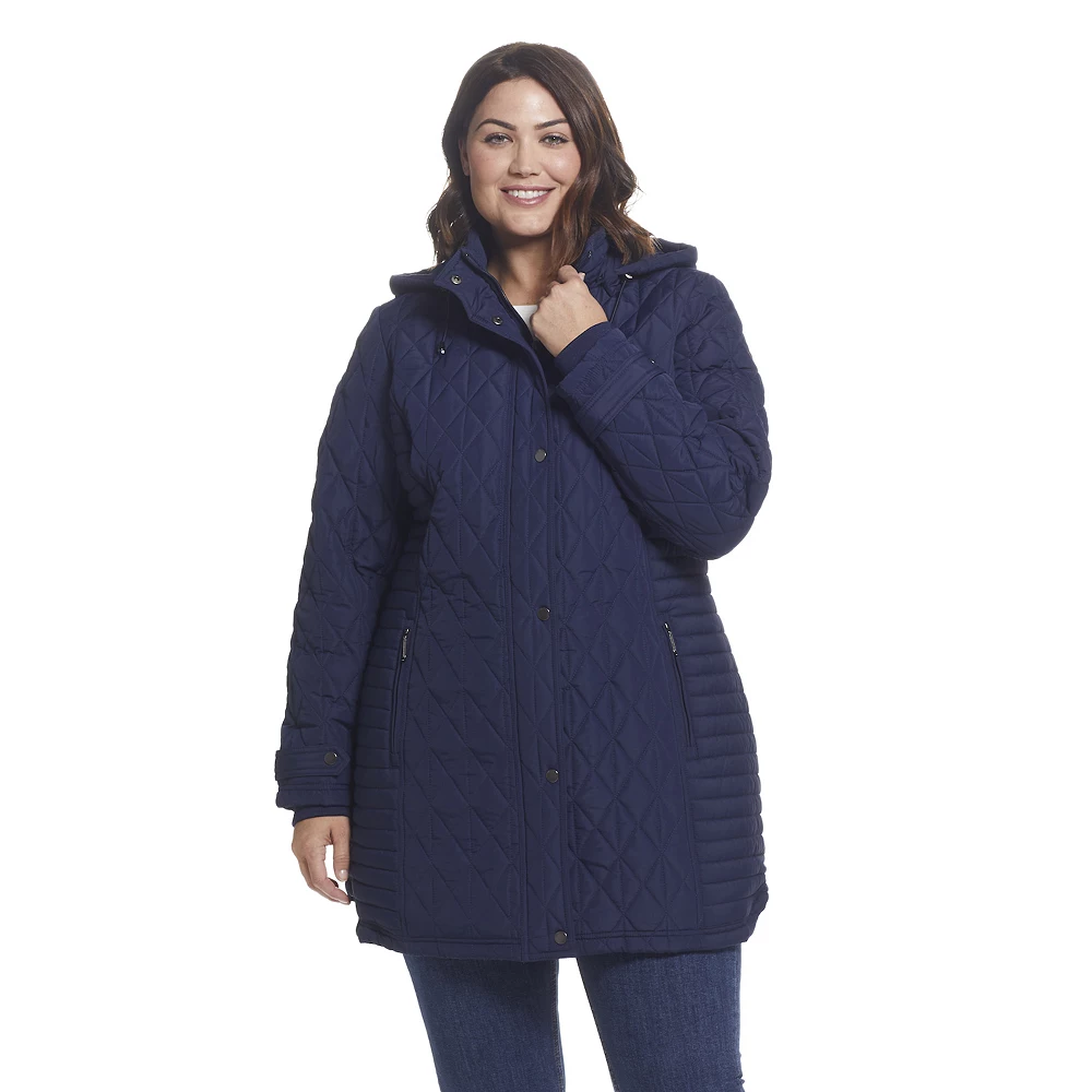 Plus Size Weathercast Hooded Quilted Walker Jacket - Image 2