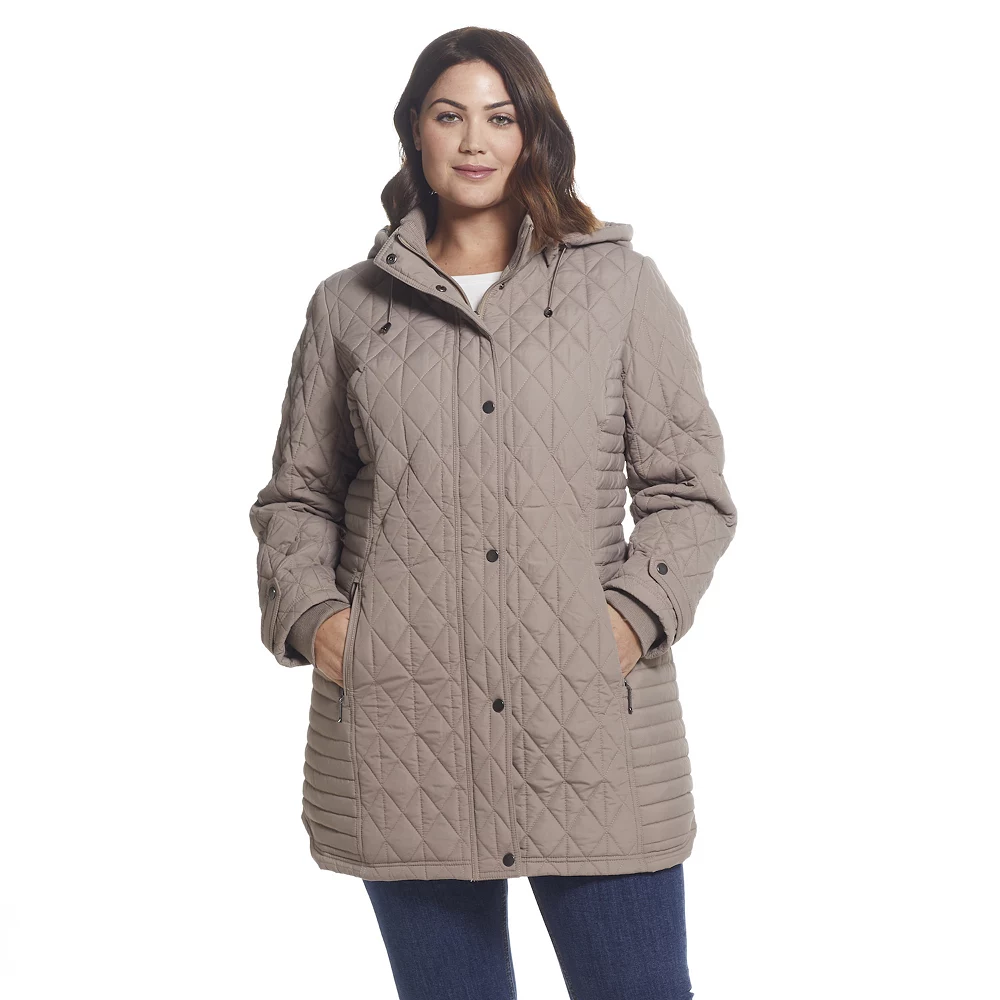 Plus Size Weathercast Hooded Quilted Walker Jacket