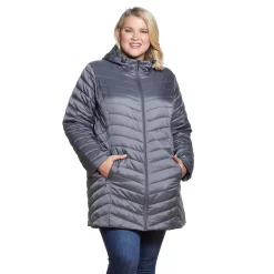 Plus Size Weathercast Hood Packable Faux-Down Coat