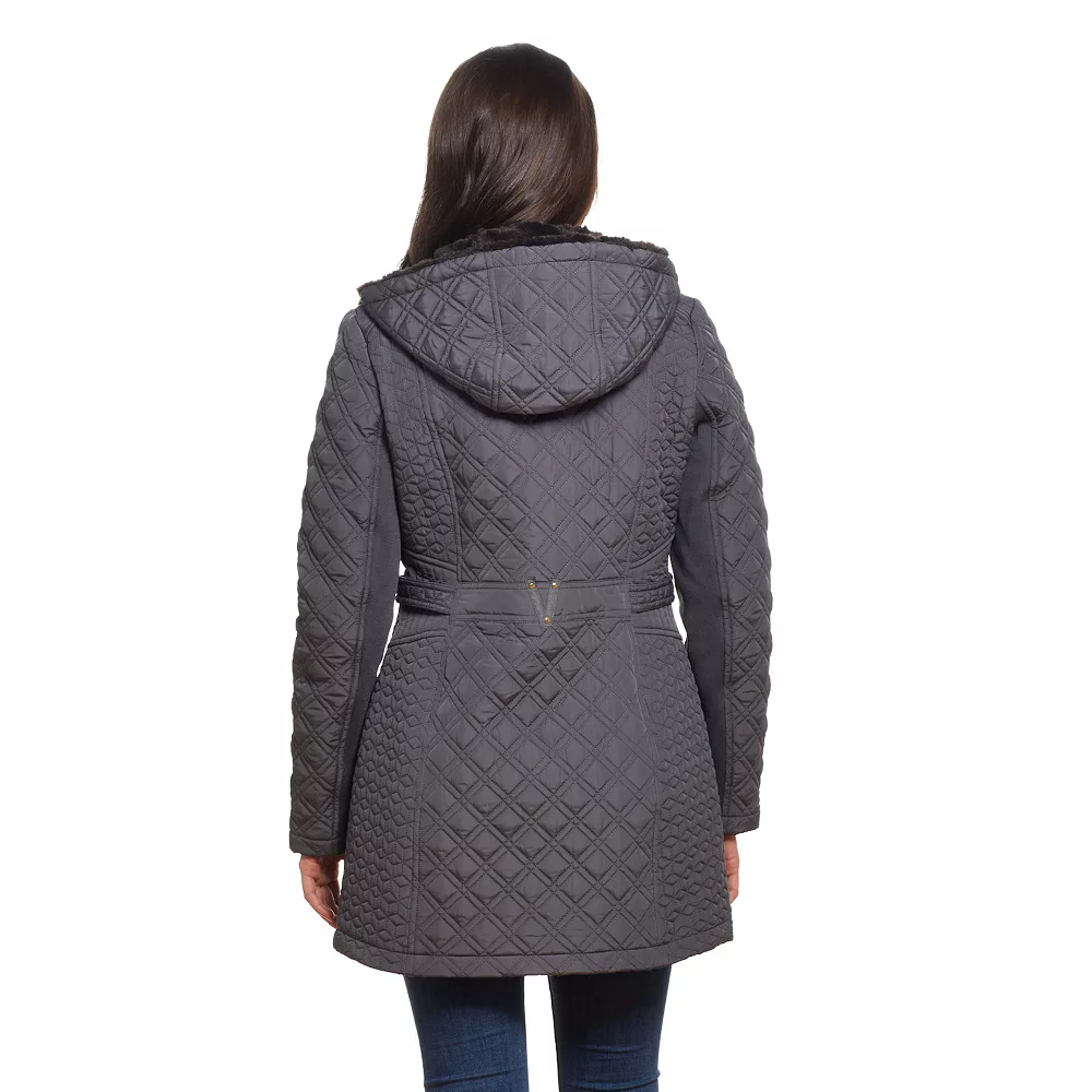 Women's Weathercast Faux-Fur Hood Quilted Walker Jacket - Image 3