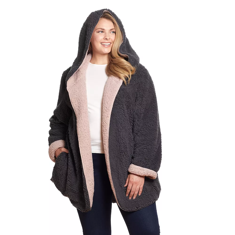 Plus Size Weathercast Reversible Sherpa Fleece Jacket - Image 3