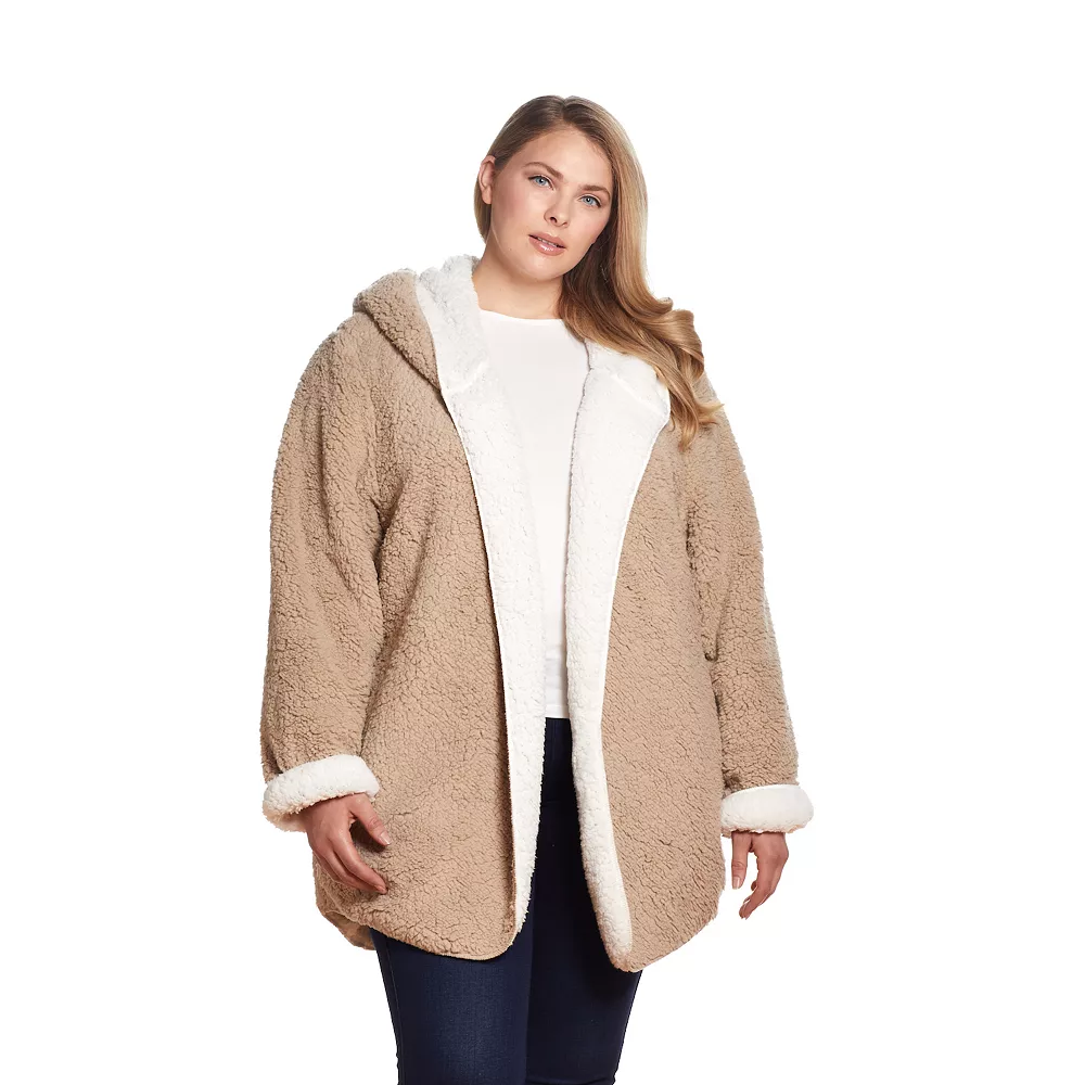 Plus Size Weathercast Reversible Sherpa Fleece Jacket - Image 2