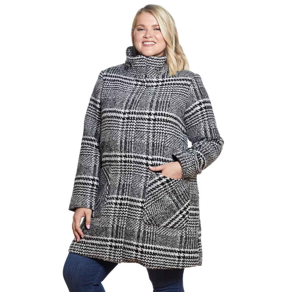 Plus Size Weathercast Plaid Wool-Blend Topper Coat - Image 3