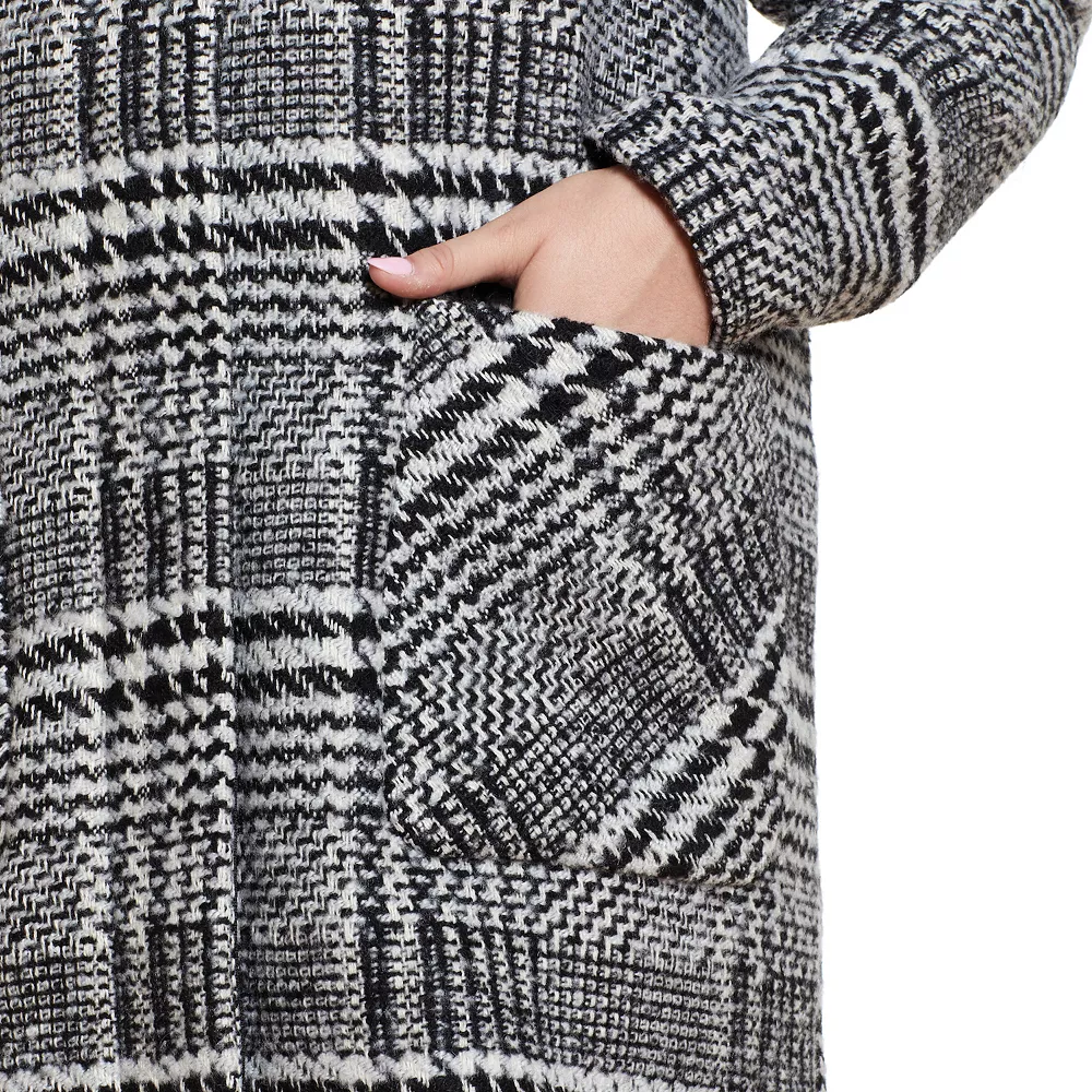 Plus Size Weathercast Plaid Wool-Blend Topper Coat - Image 4