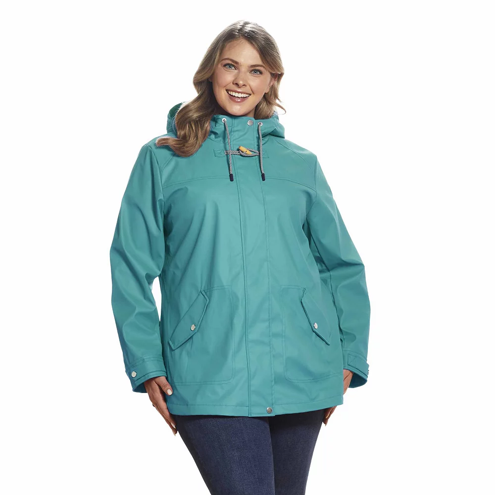 Plus Size Weathercast Hooded Rain Coat - Image 11