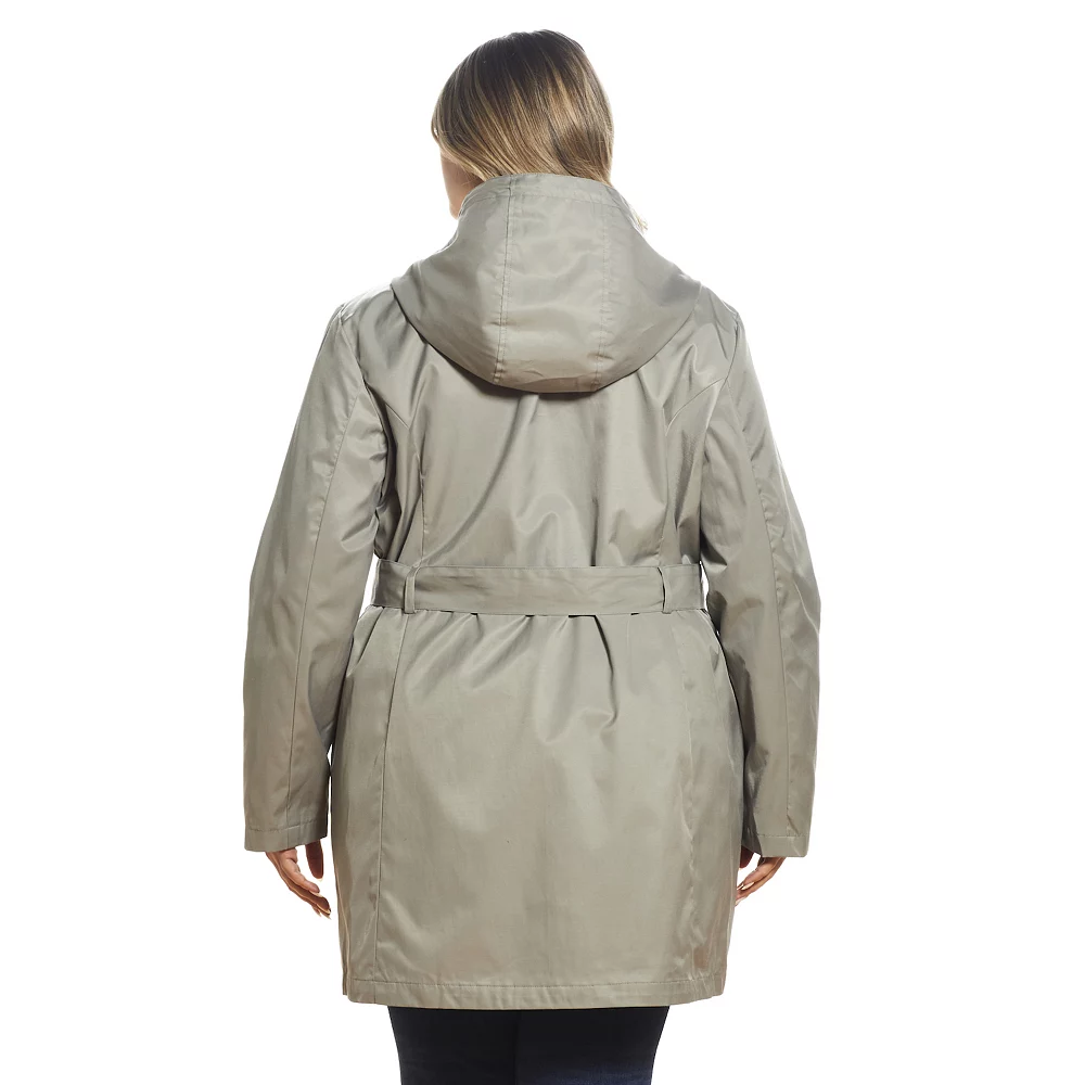 Plus Size Weathercast Hooded Trench Coat - Image 4