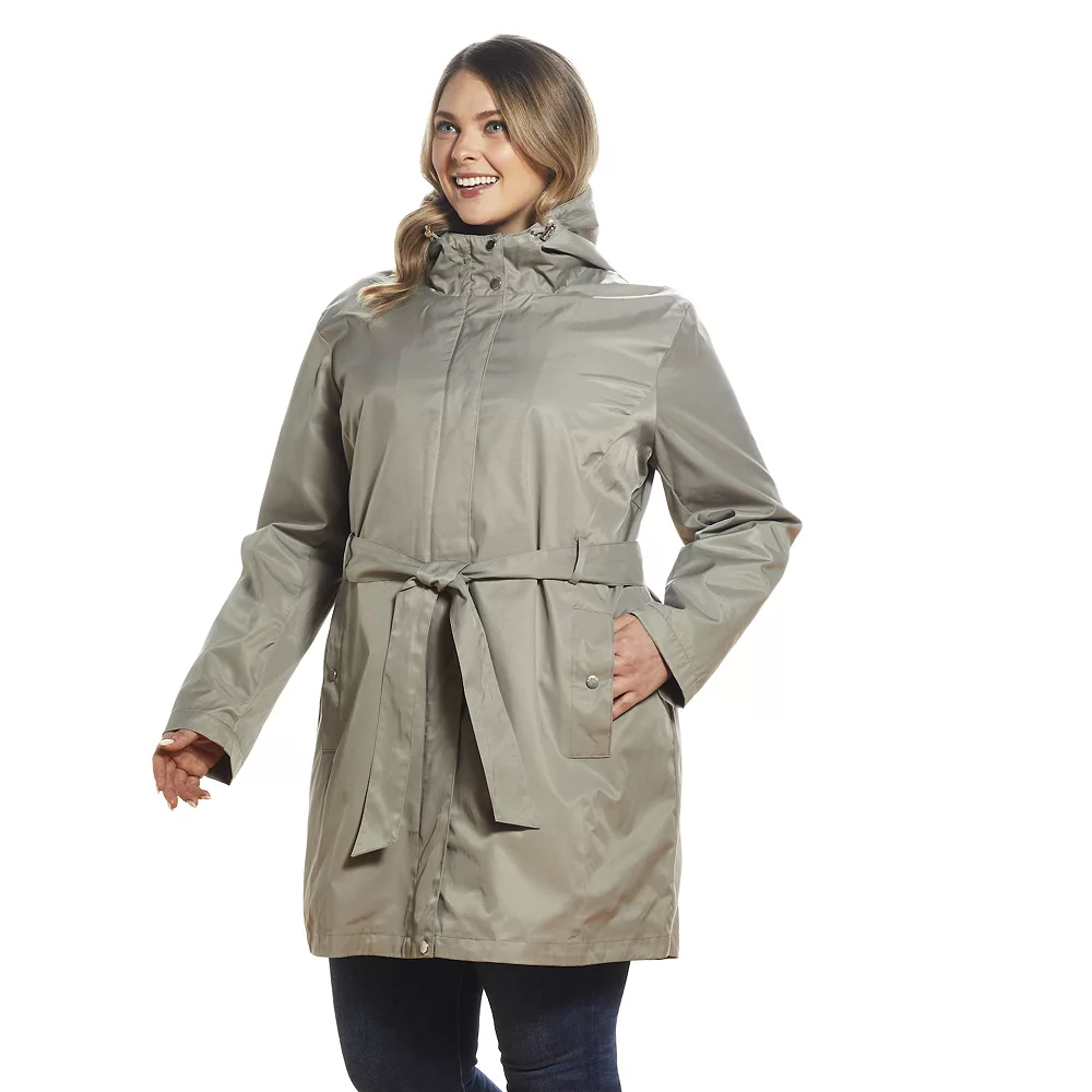Plus Size Weathercast Hooded Trench Coat - Image 5