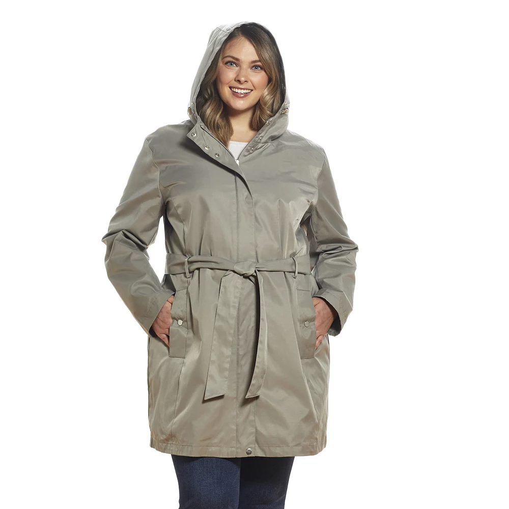 Plus Size Weathercast Hooded Trench Coat - Image 6