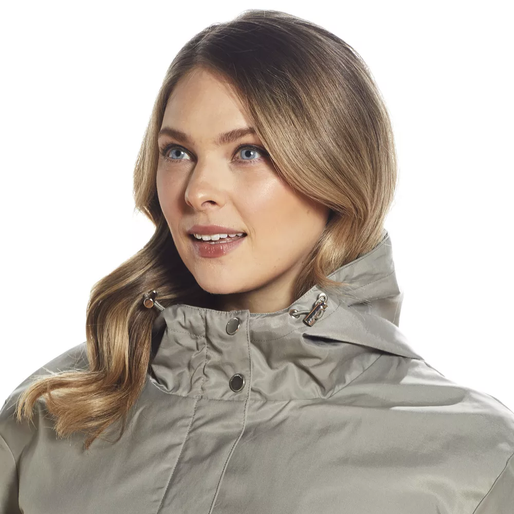 Plus Size Weathercast Hooded Trench Coat - Image 7
