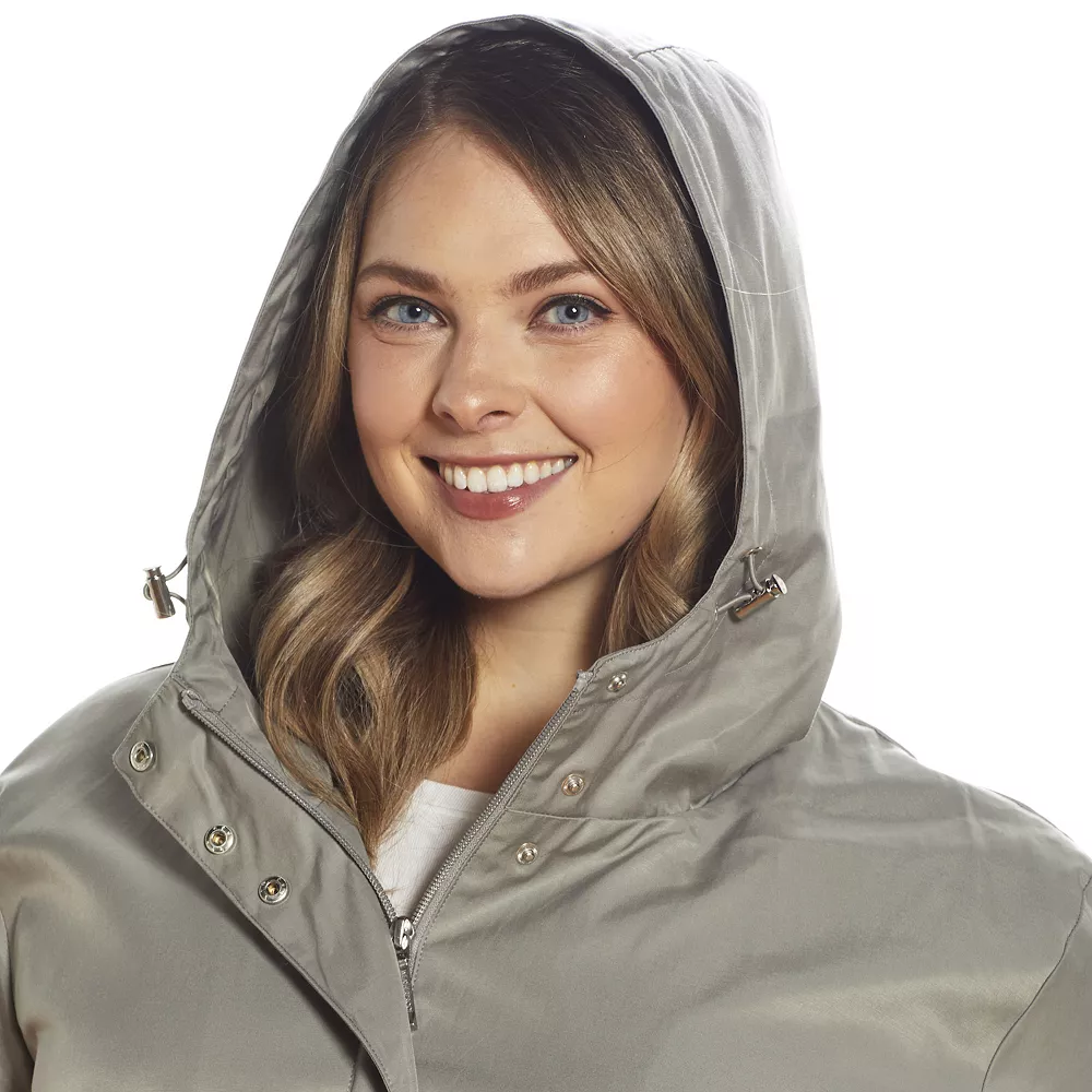Plus Size Weathercast Hooded Trench Coat - Image 8