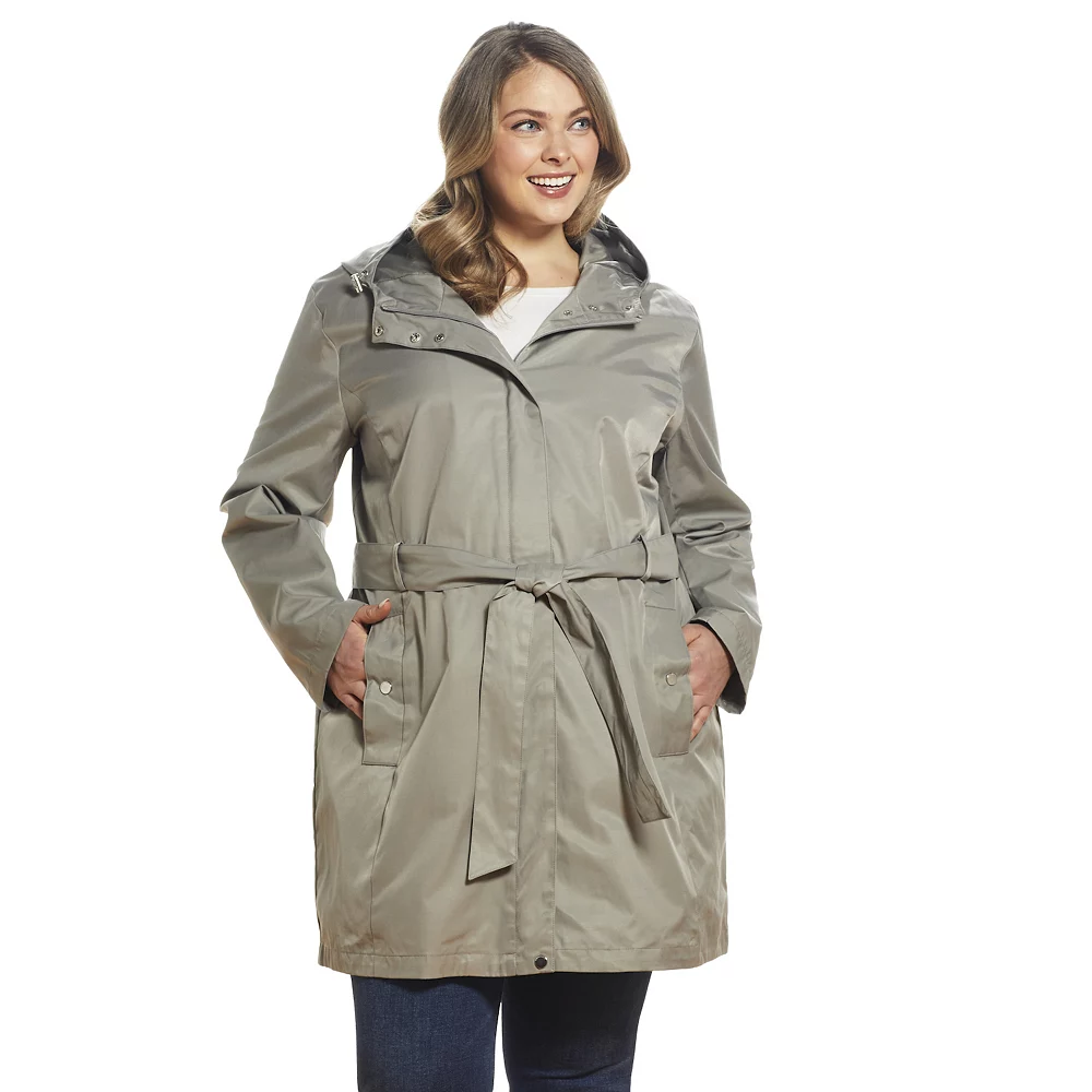 Plus Size Weathercast Hooded Trench Coat - Image 3