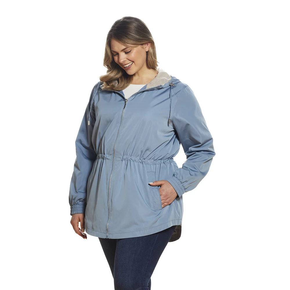 Plus Size Weathercast Striped Modern Anorak Jacket - Image 4