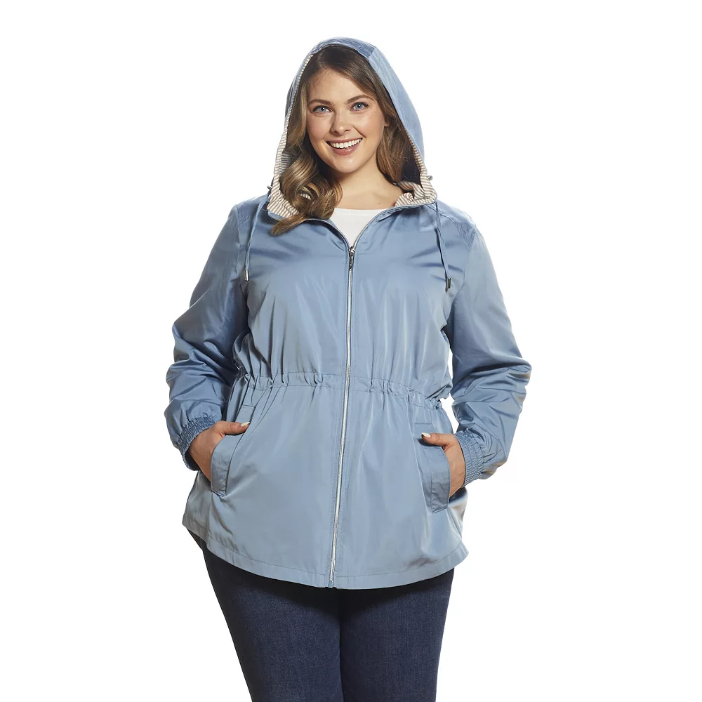 Plus Size Weathercast Striped Modern Anorak Jacket - Image 5