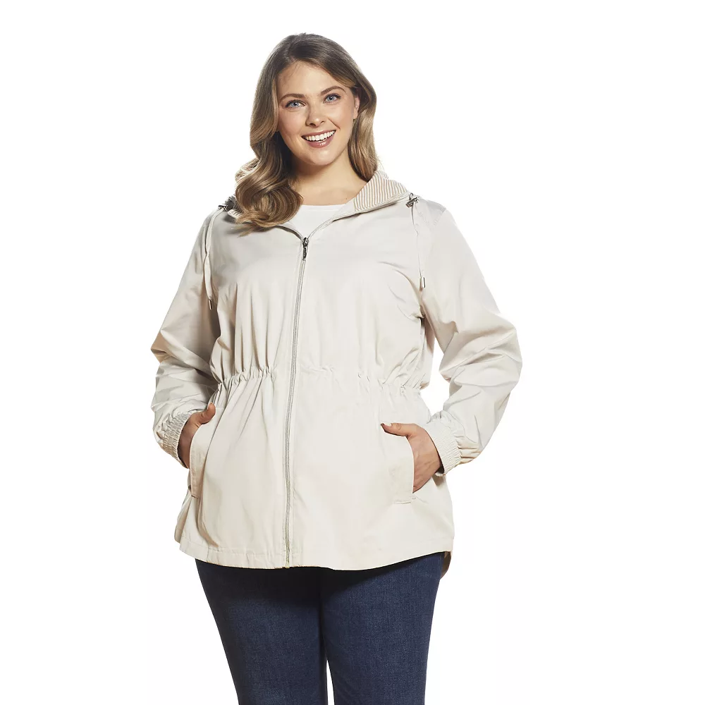 Plus Size Weathercast Striped Modern Anorak Jacket - Image 2