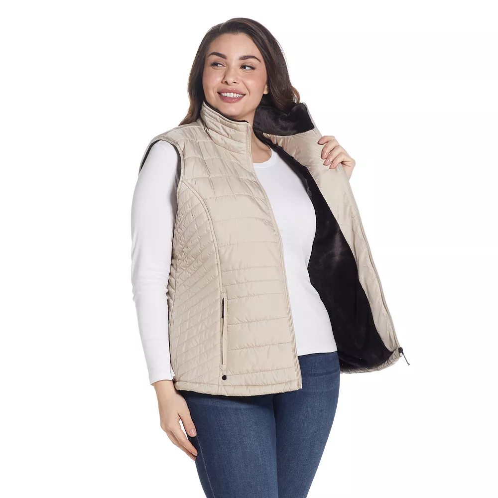 Plus Size Weathercast Plush Lined Puffer Vest - Image 7