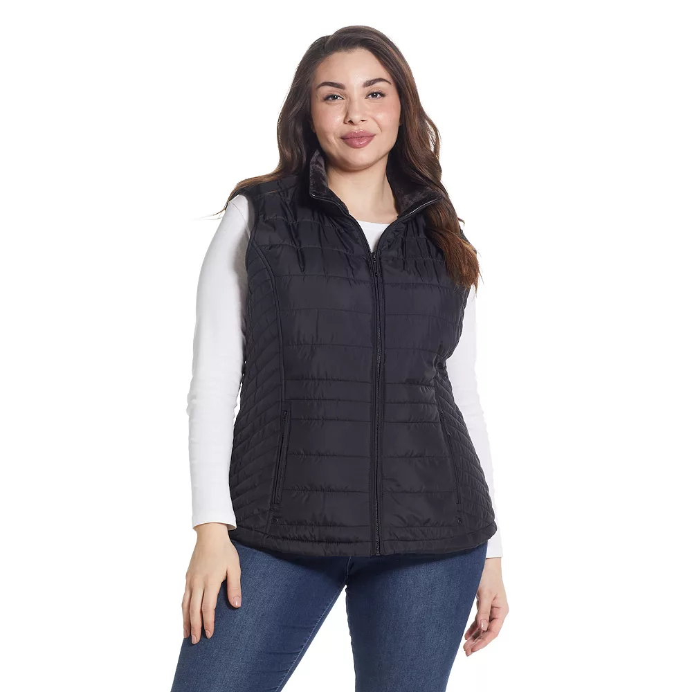 Plus Size Weathercast Plush Lined Puffer Vest