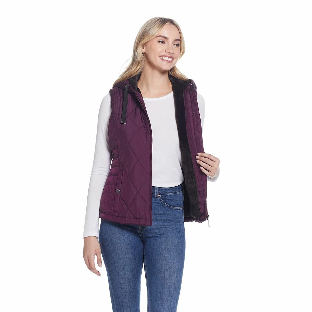 Women's Weathercast Hood Plush Lined Quilted Vest 6 Women's Weathercast Hood Plush Lined Quilted Vest - Image 6