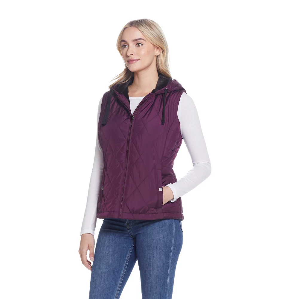 Women's Weathercast Hood Plush Lined Quilted Vest 8 Women's Weathercast Hood Plush Lined Quilted Vest - Image 8