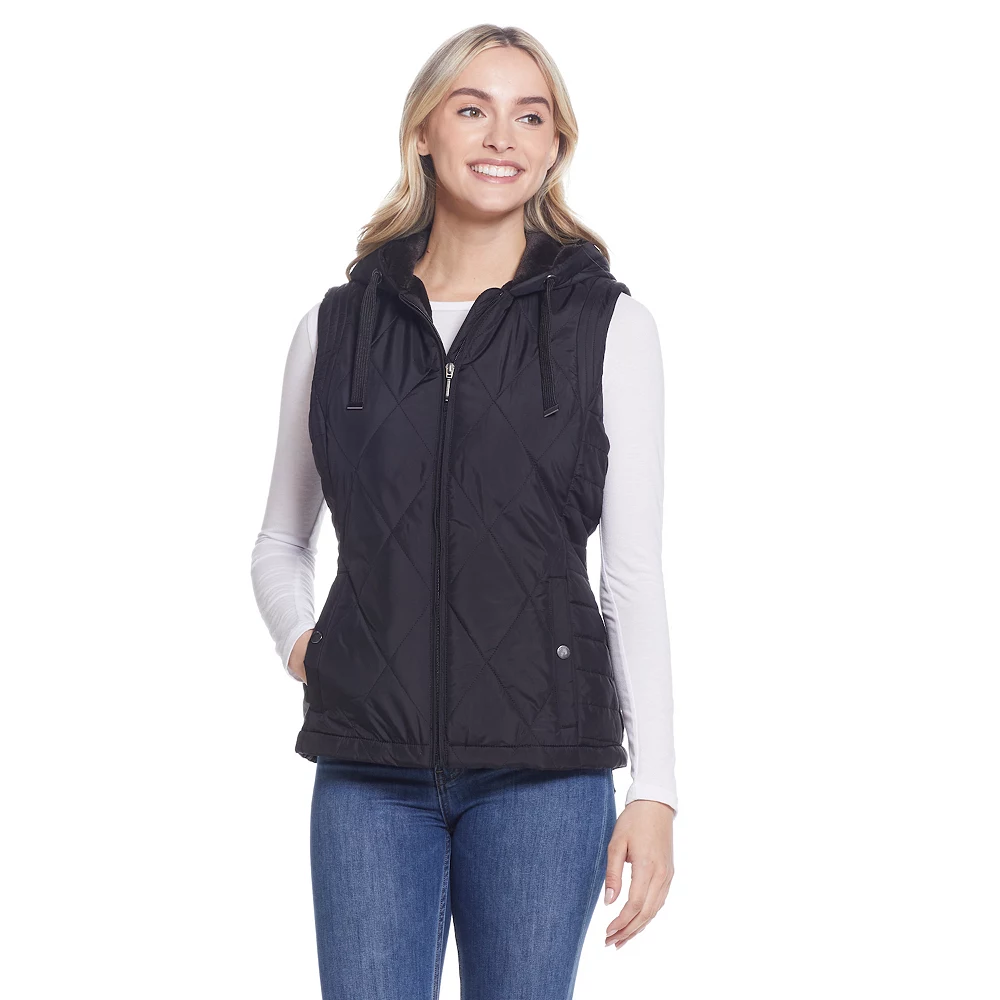 Women's Weathercast Hood Plush Lined Quilted Vest 2 Women's Weathercast Hood Plush Lined Quilted Vest - Image 2