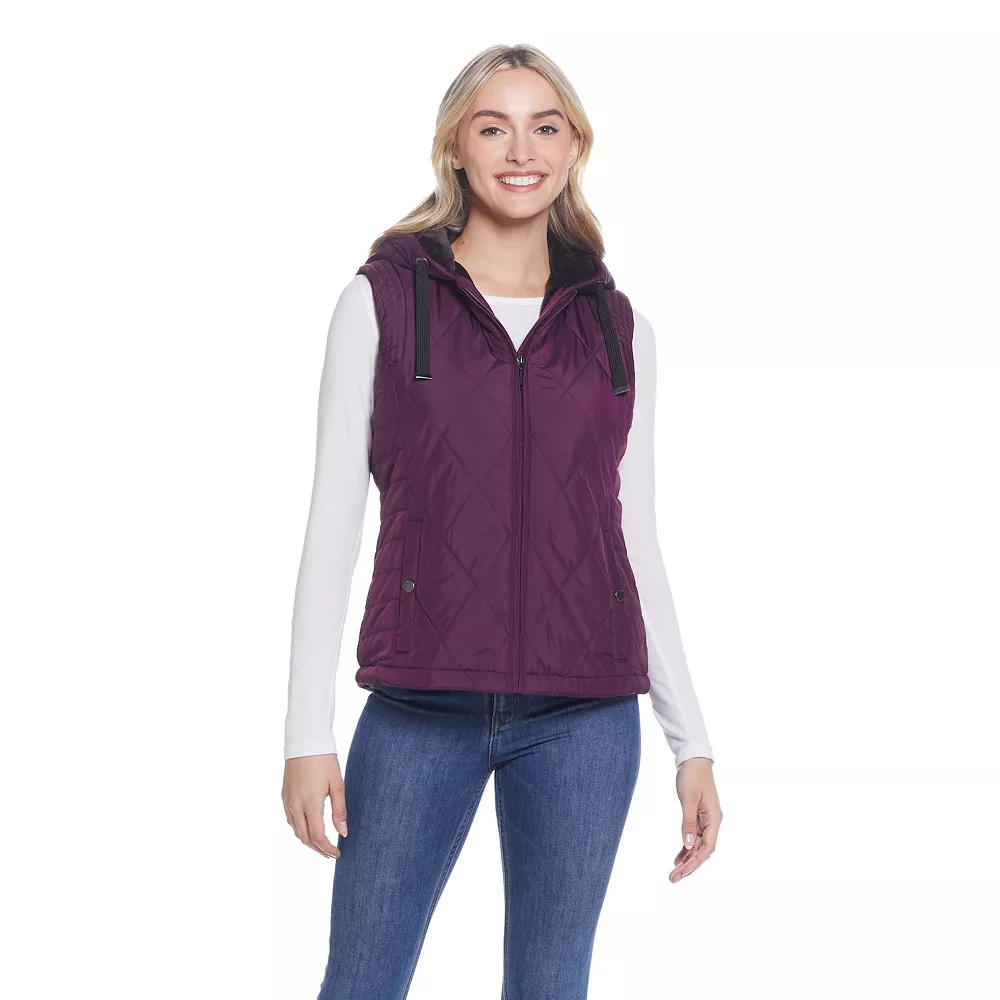 Women's Weathercast Hood Plush Lined Quilted Vest 3 Women's Weathercast Hood Plush Lined Quilted Vest - Image 3