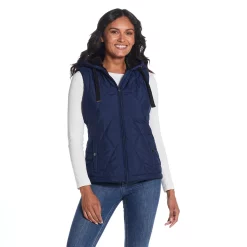 Women's Weathercast Hood Plush Lined Quilted Vest