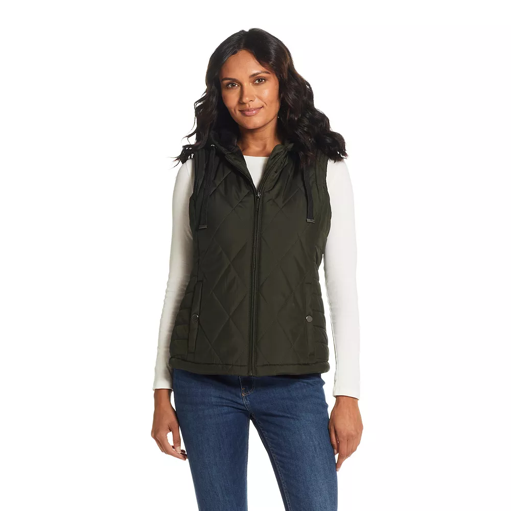Women's Weathercast Hood Plush Lined Quilted Vest 4 Women's Weathercast Hood Plush Lined Quilted Vest - Image 4